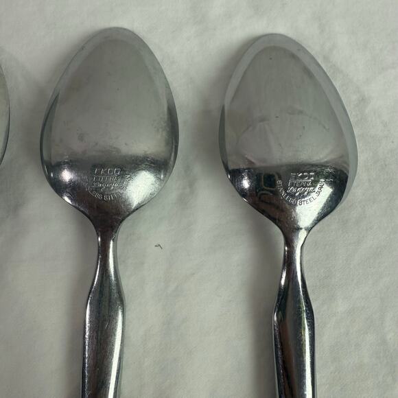 Ekco Eterna La Joya VTG Set 4 Soup Spoons Stainless Steel Faux Wood Flatware - Picture 7 of 10